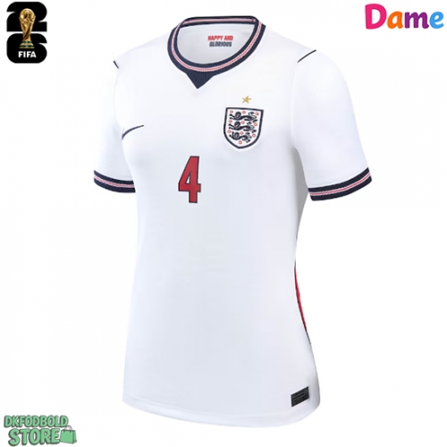 England Declan Rice #4 Replika Hjemmebanetrøje Dame VM 2026 Kortærmet